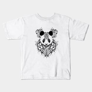 Panda Bear Wild Animal Nature Illustration Art Tattoo Kids T-Shirt